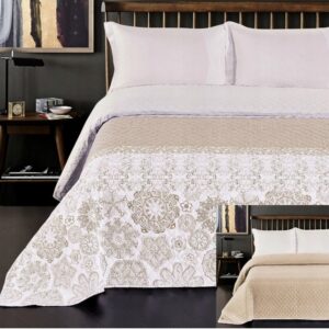Colcha color beige oriental para cama de 90