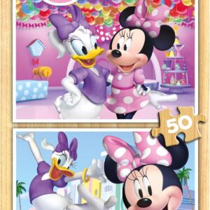 Educa - Minnie | Set de 2 Puzzles Infantiles de Madera con 50 Piezas