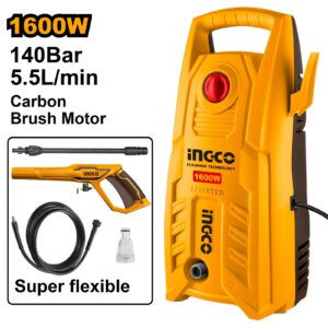 Hidrolimpiadora Alta Presión INGCO 1600W - 140 Bar (2030 PSI) - Motor 100% Cobre
